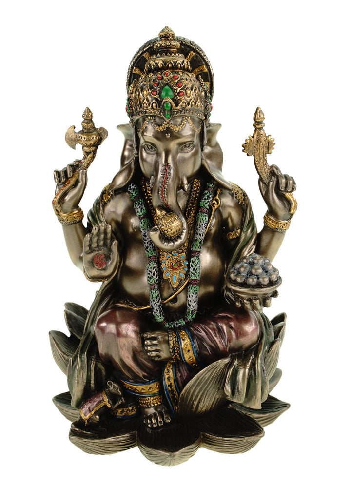 Veronese by Joh. Vogler GmbH Dekofigur Buddha Ganesha auf Lotusthron Feng Shui Ganesh Elefantengott