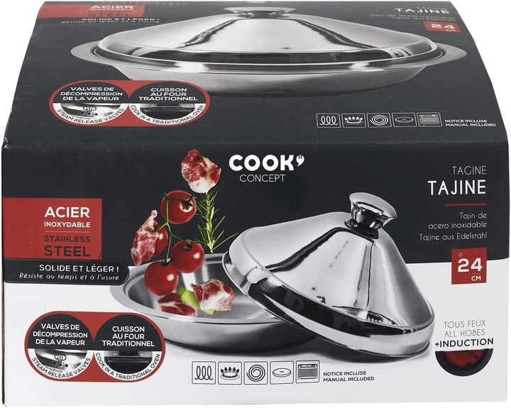 Cook Concept KC2551 Tajine, aus Edelstahl, 24 cm, zum Kochen