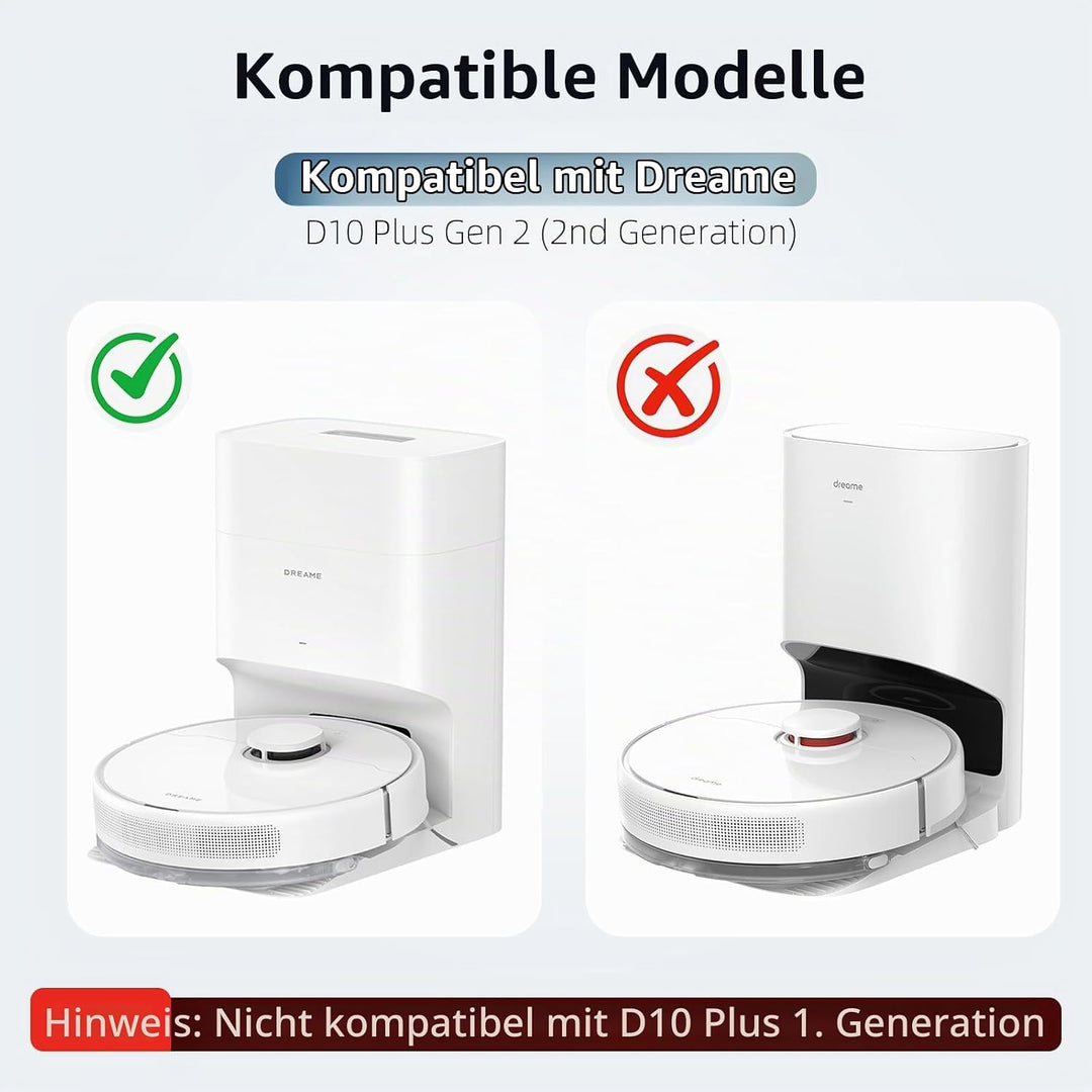 Zubehör Ersatz für Dreame D10 Plus Gen 2 Saugroboter, 1 Hauptbürste, 2 HEPA Filter, 4 Seitenbürsten,