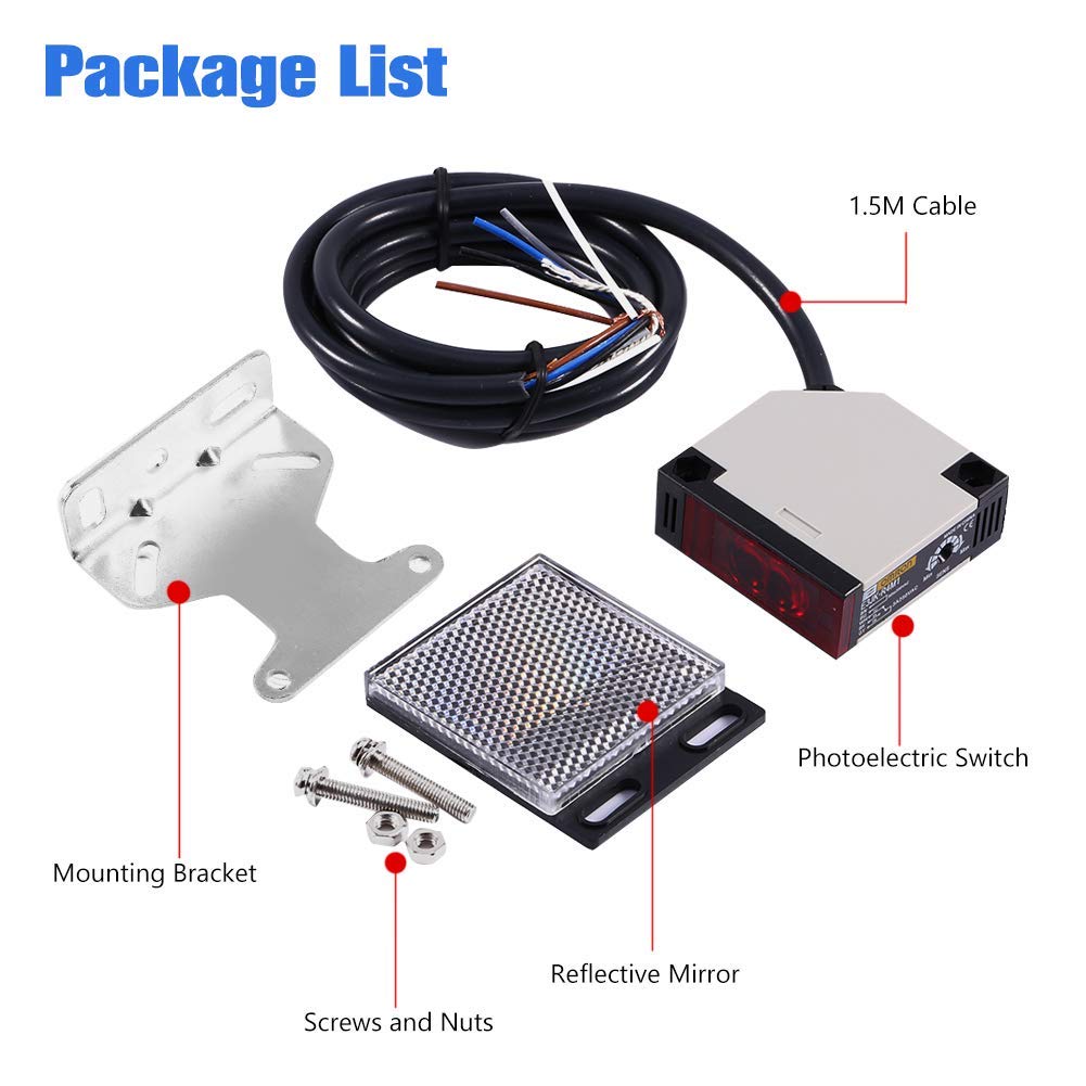 Keenso Photoelektrischer Schalter, E3JK-R4M1 Reflexions-Lichtschranke AC 90-250V 3A Lichtschranke Sp
