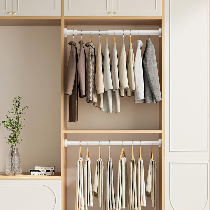 GOLDION Duschvorhangstange Teleskopstange Gardinenstange aus Edelstahl ohne Bohren Weiss Spannstange