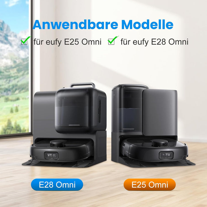 16 Stück Zubehörset für eufy E25 / E28 Omni Saugroboter mit 1 Paar Hauptbürsten, 4 Staubbeutel, 1 Wi