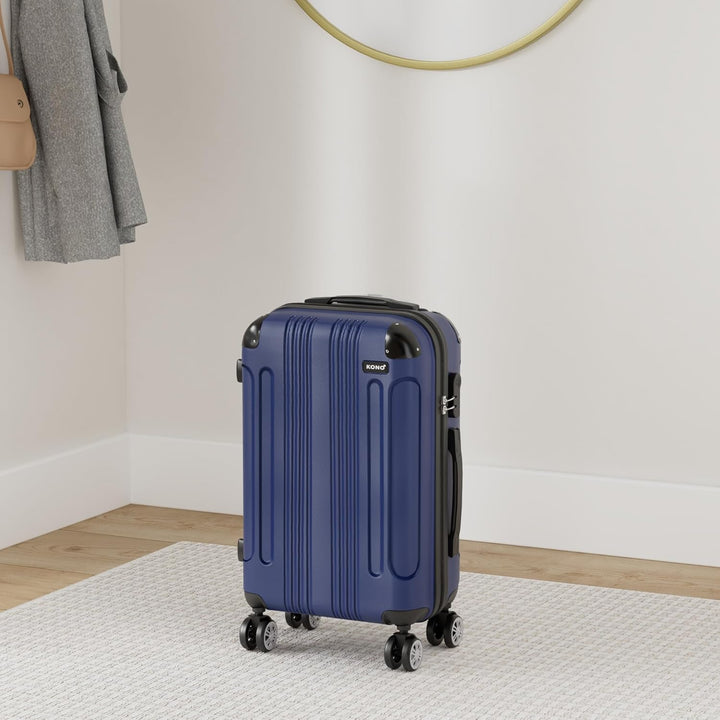 KONO Hartschale Gepäck Leichten ABS Reisekoffer Rollenkoffer 4 Rollen Dunkelblau M(55cm - 33L), Dunk