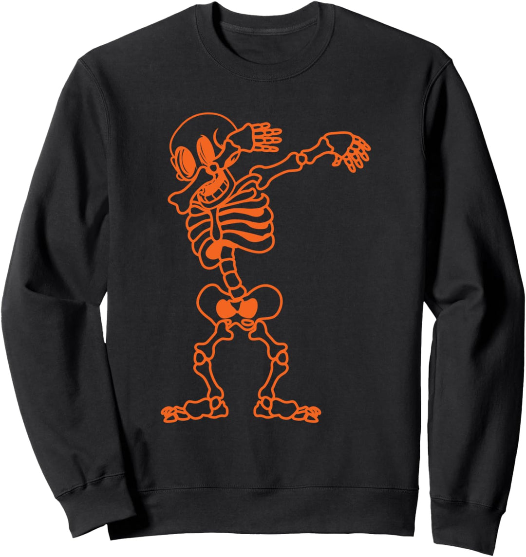 Dabbing Skeleton Organe Halloween Costume Skull Sweatshirt