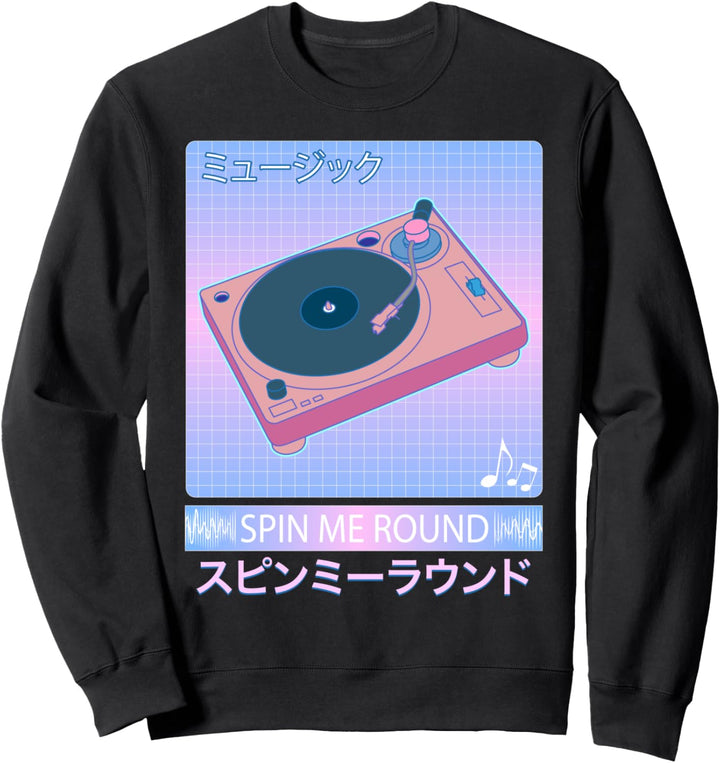 Vaporwave Plattenspieler Retro 80er Jahre Japanische Otaku Kunst Sweatshirt