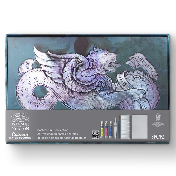 Winsor &amp; Newton 0390659 Cotman Postkarten Geschenk-Kollektion, 3 Aquarellfarben, 1 Zeichentusche, 1