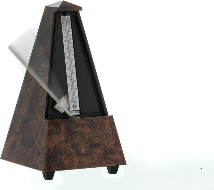 Wittner Metronom 845001 Kunststoffgehäuse ohne Glocke Taktell Pyramidenform Wurzelholz, 845001