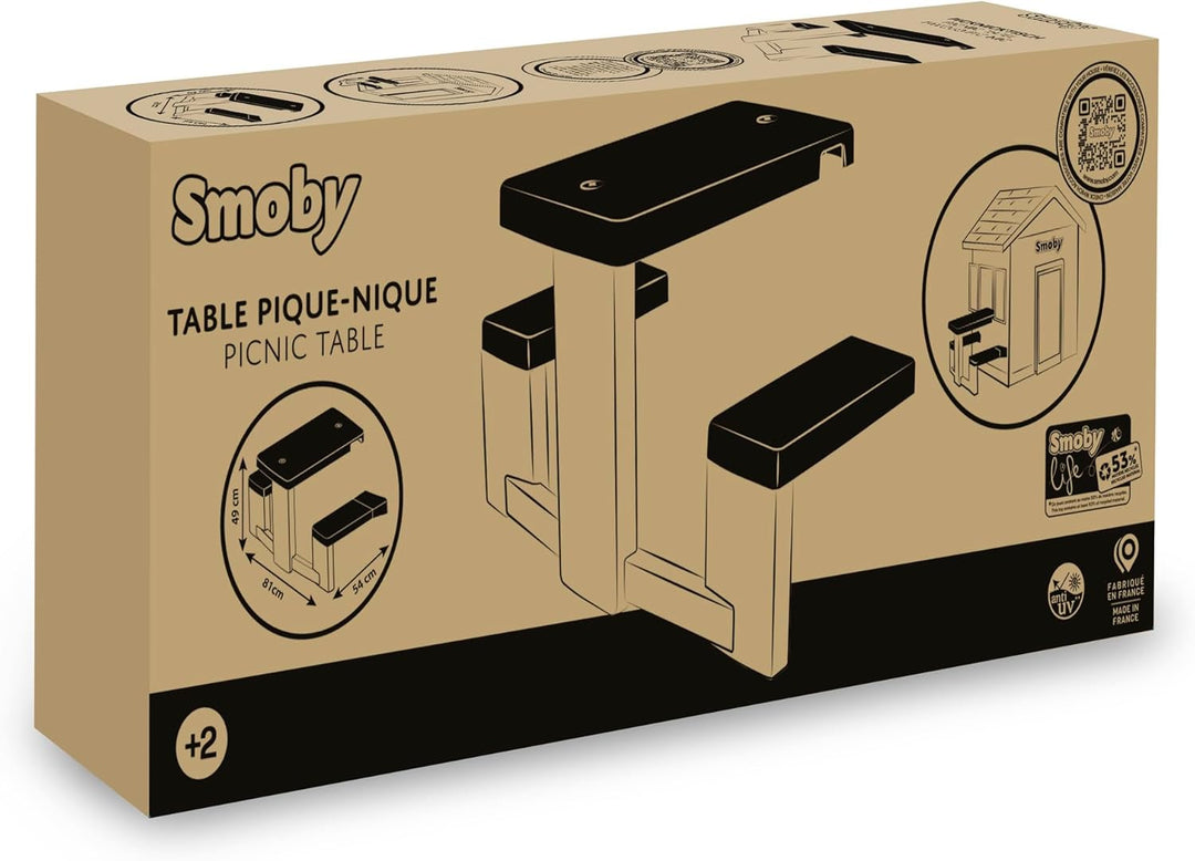 Smoby Life - Picknicktisch Zubehör - Kinder-Picknicktisch mit Sitzbänken - Passend für Jura Lodge &