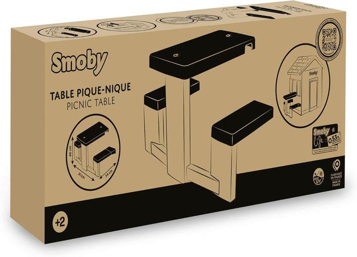 Smoby Life - Picknicktisch Zubehör - Kinder-Picknicktisch mit Sitzbänken - Passend für Jura Lodge &