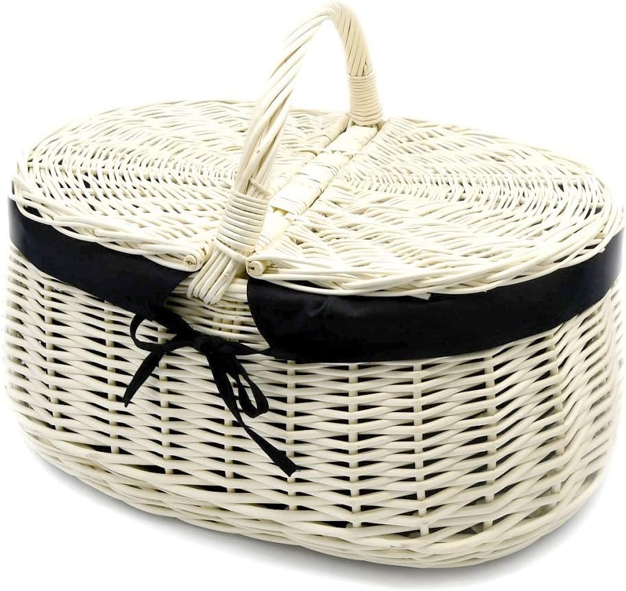 MyBer® Weidenkorb Korb aus Weide mit Stoffeinlage Picknickkorb Pilzkorb Autokorb Ausflugskorb Tragek