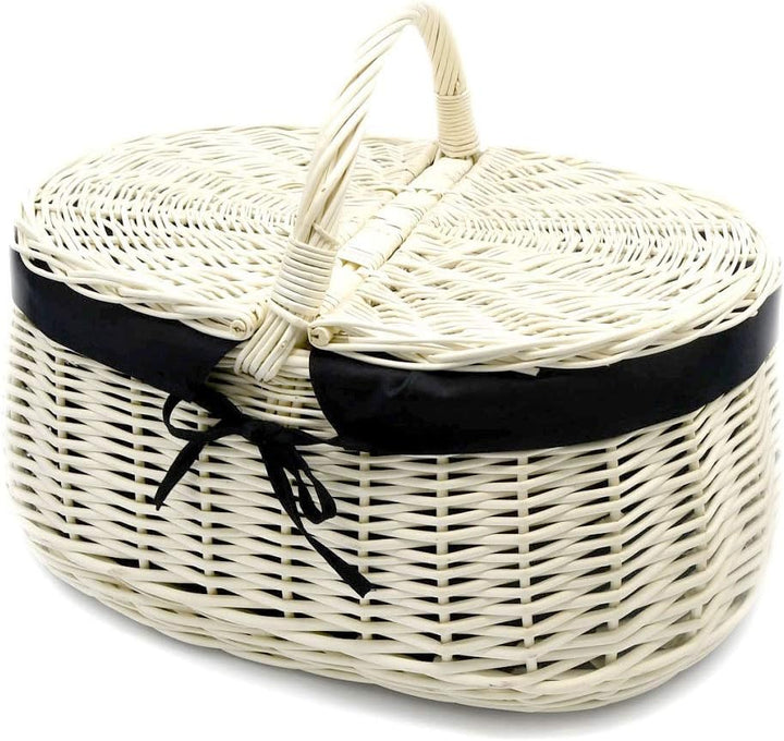 MyBer® Weidenkorb Korb aus Weide mit Stoffeinlage Picknickkorb Pilzkorb Autokorb Ausflugskorb Tragek