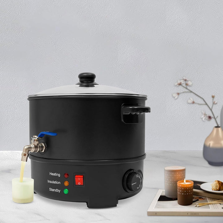BZYFJB 8L Edelstahl-Wachsschmelztopf mit Rührlöffel & Deckel - Einstellbare Temperatur (50-100°C) fü