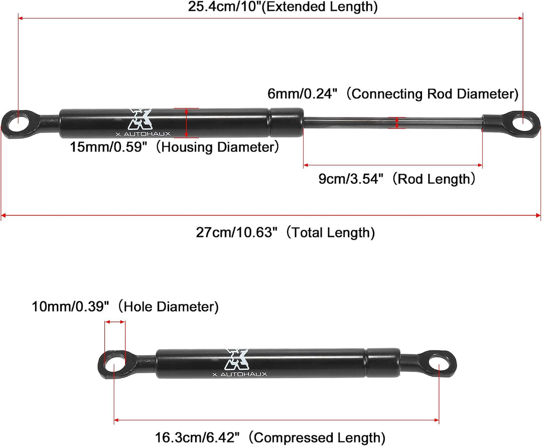 X AUTOHAUX 2Stk Universal Gasdruckfeder 178N Schwarz Für Heckklappe | Metall, Erweiterte Länge 25.4c