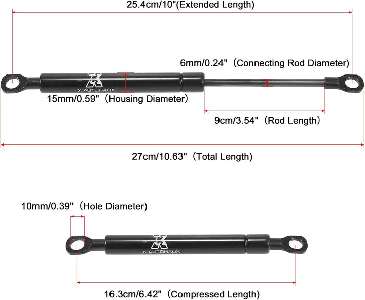 X AUTOHAUX 2Stk Universal Gasdruckfeder 178N Schwarz Für Heckklappe | Metall, Erweiterte Länge 25.4c