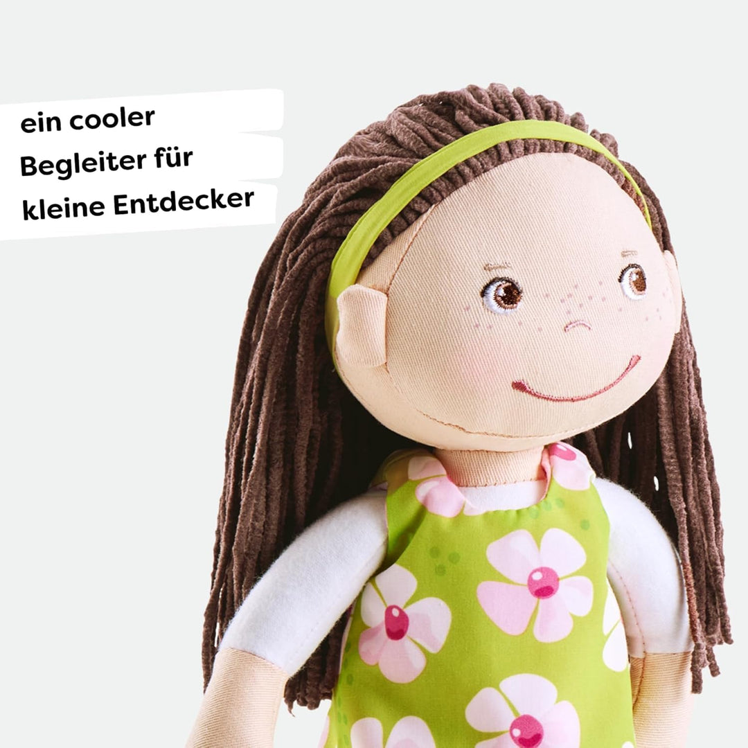 HABA 303666 - Puppe Coco , Stoffpuppe zum Spielen und Kuscheln , Puppe aus weichen, waschbaren Mater