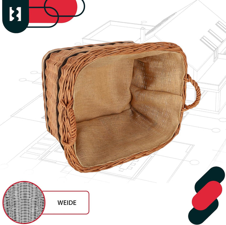KOTARBAU® Weidenkorb für Brennholz - Holzkorb für Kaminholz - Erntekorb - 55x45 cm - Kaminholzkorb m