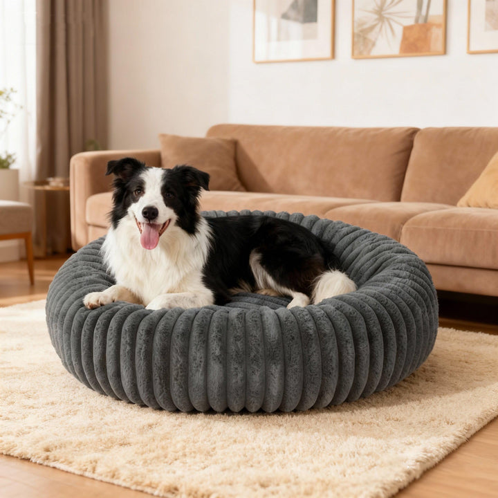 Flauschig Haustierbett Waschbar Hundebett Katzenbett Rund Donut Hundekorb Indoor Katzenkissen Katzen