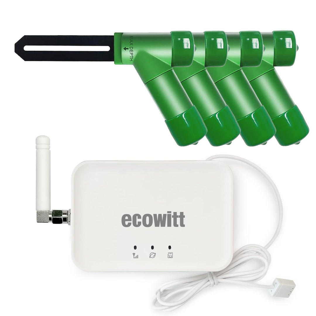 ECOWITT Bodenfeuchtesensor WH51+ Gateway GW3000 mit integrierten 3-in-1-Sensoren, Bodenfeuchtemessge