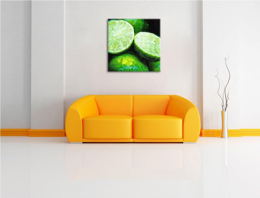 Pixxprint fruchtig frische Limette im Wasser als Leinwandbild/Grösse: 70x70 cm/Wandbild/Kunstdruck/f
