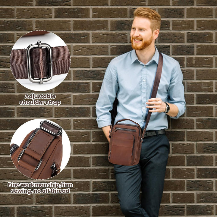 BAIGIO Leder Umhängetasche Herren Schultertasche Vintage Männer Tasche Crossbody Bag Herrentasche zu