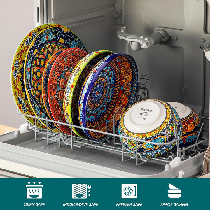 Geschirrset 6 Personen Keramik, vancasso KRVI 24tlg Modernes Porzellan Geschirr Set, Tafelservice im