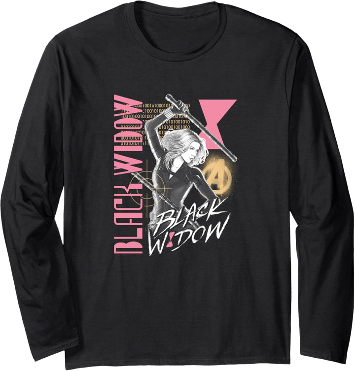 Marvel Black Widow Retro Collage Langarmshirt