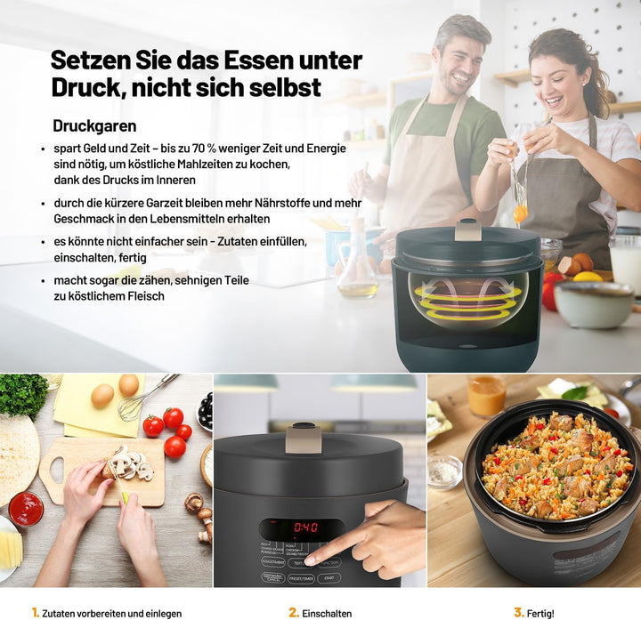 Lauben Schnellkochtopf 5000AT Electric Pressure Cooker mit einem Fassungsvermögen von 5 l, 9 Program
