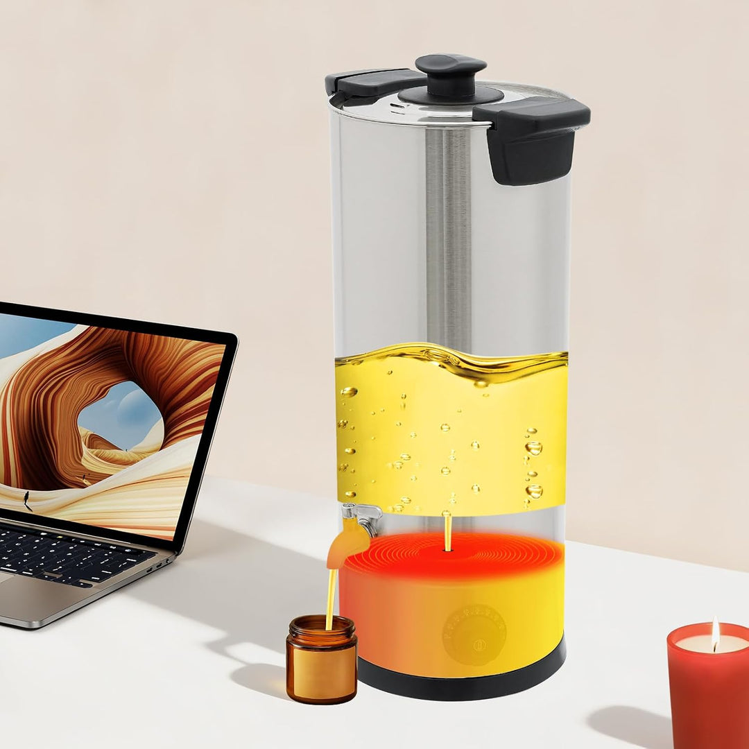 Wachsschmelzer 9L 1800W, beheizter Wachs-Schmelztopf aus Edelstahl 0-110°C | 304 Edelstahl + PP, Iso