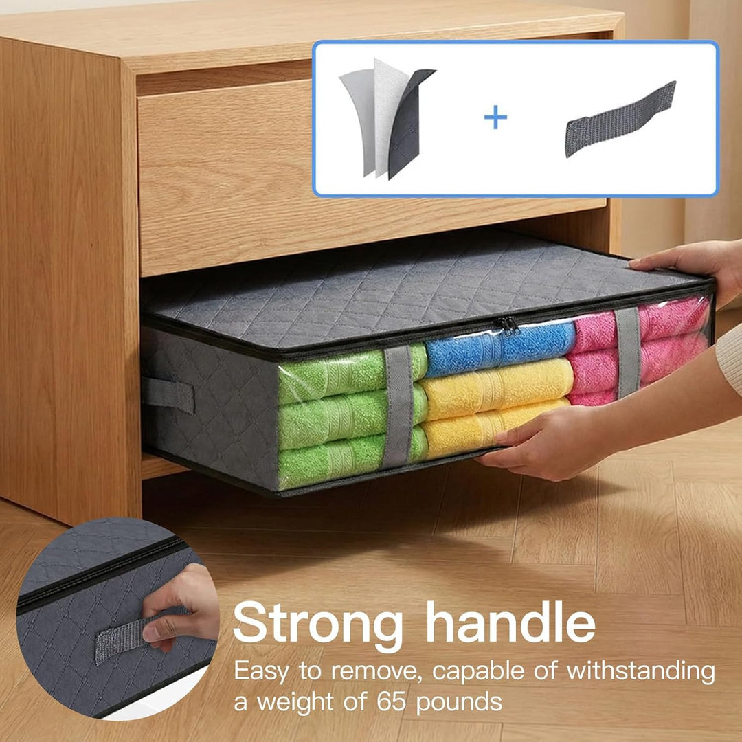 4 Stück Unterbett Aufbewahrungsbox Bettkasten Aufbewahrung 60x45x15cm Unterbettkommode für Bettdecke