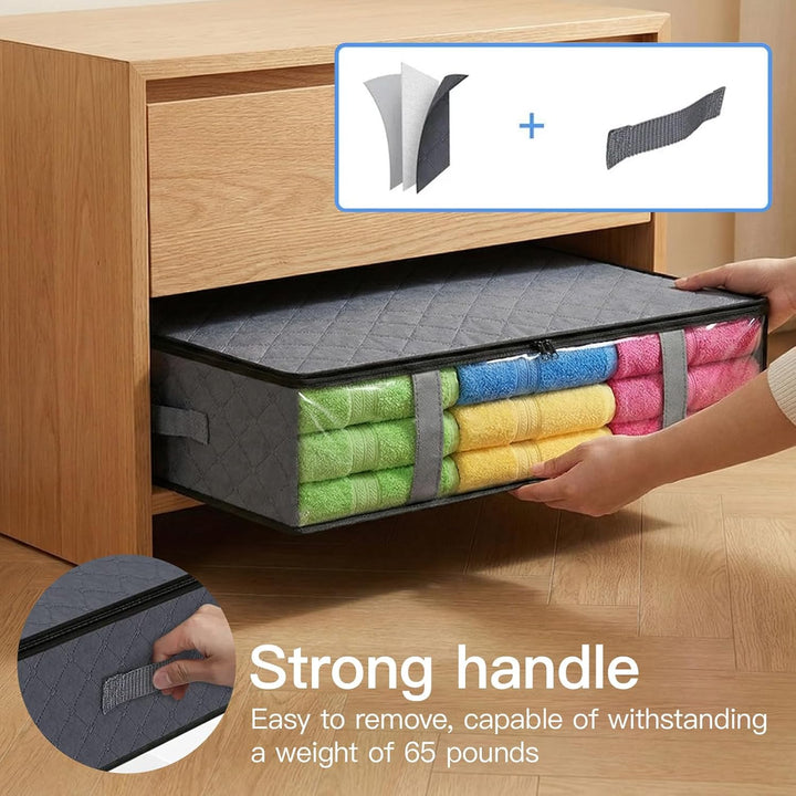 4 Stück Unterbett Aufbewahrungsbox Bettkasten Aufbewahrung 60x45x15cm Unterbettkommode für Bettdecke