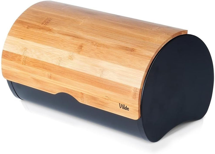 Vilde - Brotkasten metall - Brotbox - Brotbehälter aus Stahl und Holz - Bread box - Brot aufbewahrun