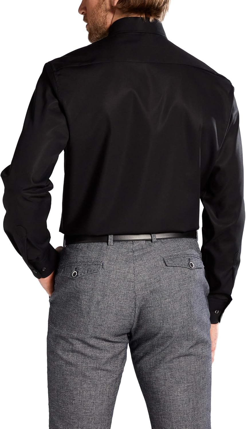 ETERNA Langarm Hemd COMFORT FIT Popeline unifarben 41 Kragen / 67 Ärmel Schwarz, 41 Kragen / 67 Ärme