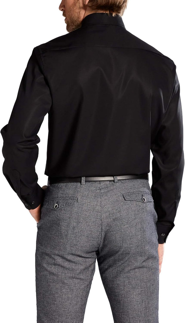 ETERNA Langarm Hemd COMFORT FIT Popeline unifarben 41 Kragen / 67 Ärmel Schwarz, 41 Kragen / 67 Ärme