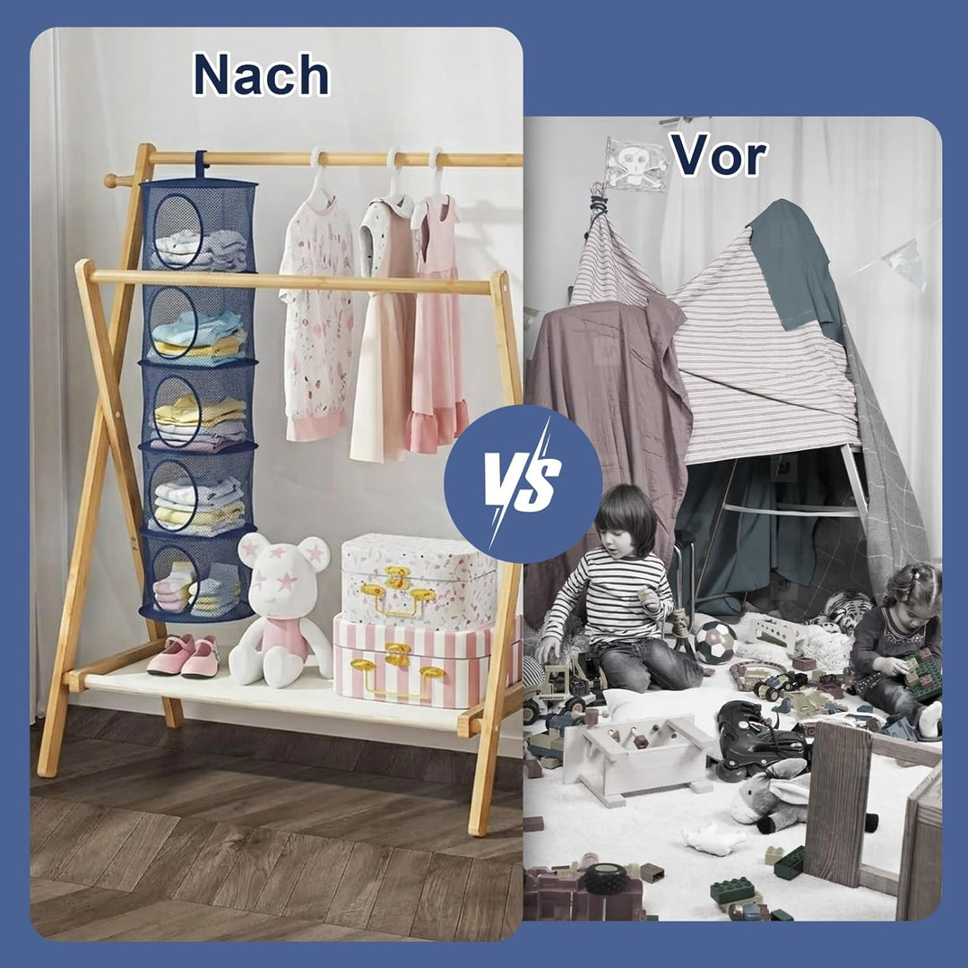 ZYNERY 3 Stück Set Hängende Netz-Aufbewahrungstasche, 5 Stufe Faltbare Hängeaufbewahrung Organizer,