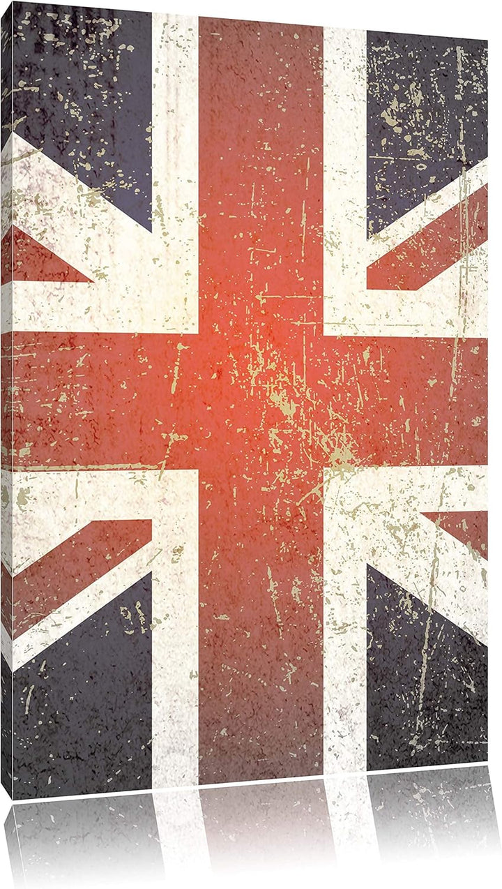 Pixxprint British Union Jack schwarz/weiss als Leinwandbild/Grösse: 100x70 cm/Wandbild/Kunstdruck/fe