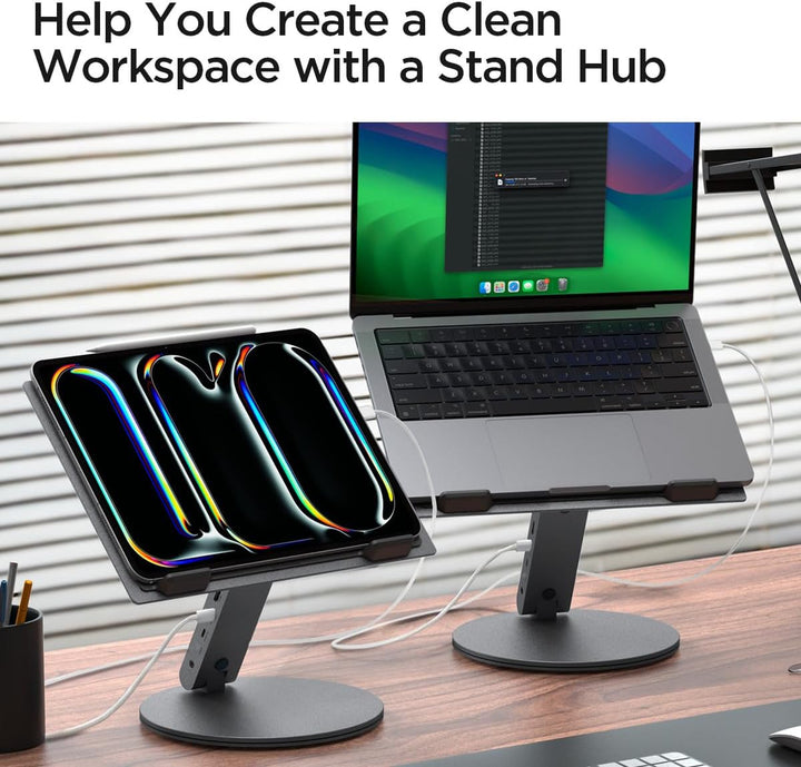 Spigen ArcDock 6-in-1 Laptop Ständer mit Dockingstation【inkl. USB C auf C Kabel】 Ergonomisch, USB A/
