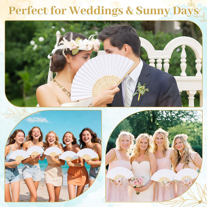 iZoeL Fächer Hochzeit Handfächer Weiss Hochzeitsfächer Faltfächer Taschenfächer Hochzeit Gäste Gesch