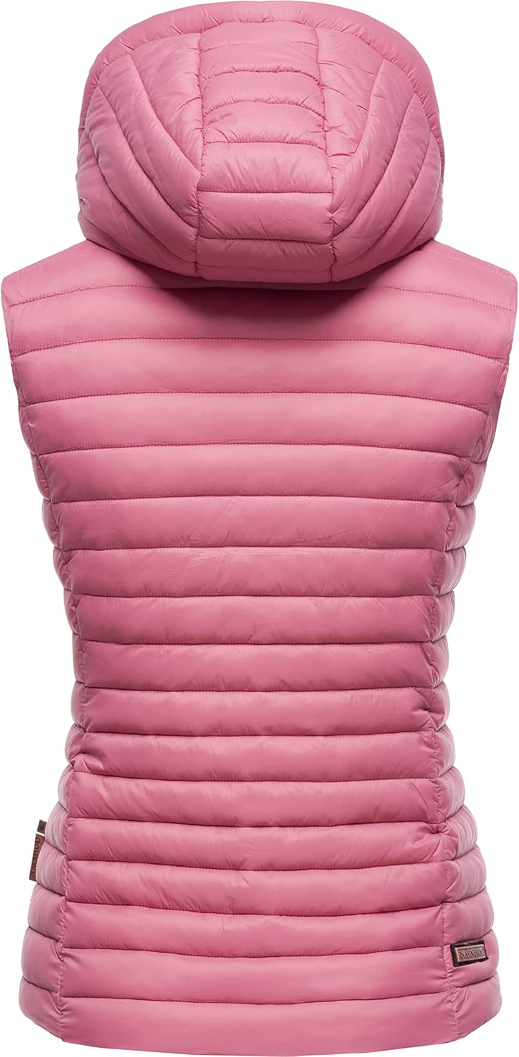 Navahoo Damen Übergangsjacke leichte Steppweste mit Abnehmbarer Kapuze Shadaa XS-3XL XS Himbeere, XS