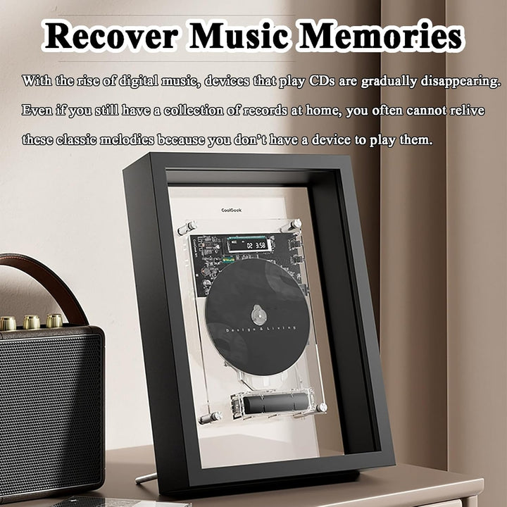 CD-Player Zum Dekorieren, Musik-Deko-Bilderrahmen Mit Fernbedienung, Bluetooth 5.0/3,5-mm-AUX-Ausgan