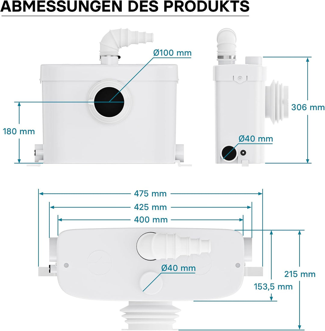 XPOtool 3/1 Hebeanlage mit Frontanschluss, 450W Förderhöhe 7,5m, für Schmutzwasser & Fäkalien