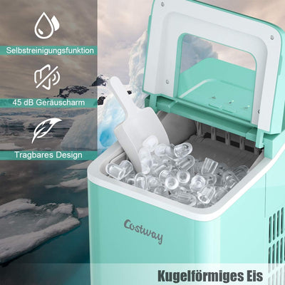 COSTWAY Eiswürfelmaschine Ice Maker 12KG/24H, Eismaschine Eiswürfelbereiter inkl. Eiswürfelschaufel