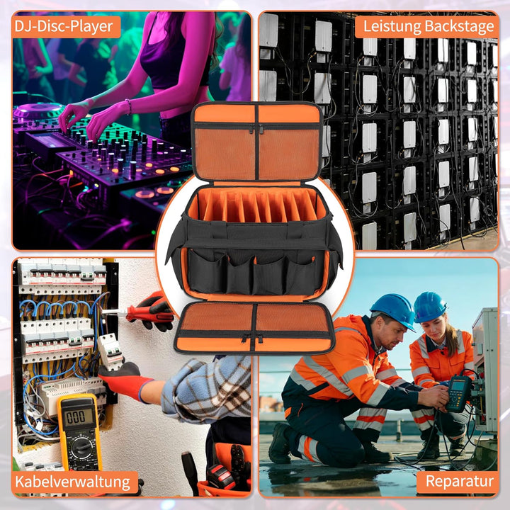 DJ Tasche, 1680D Nylon DJ Gigbag mit Abnehmbaren Trennwänden und Boden, DJ Kabel Organizer Tasche fü