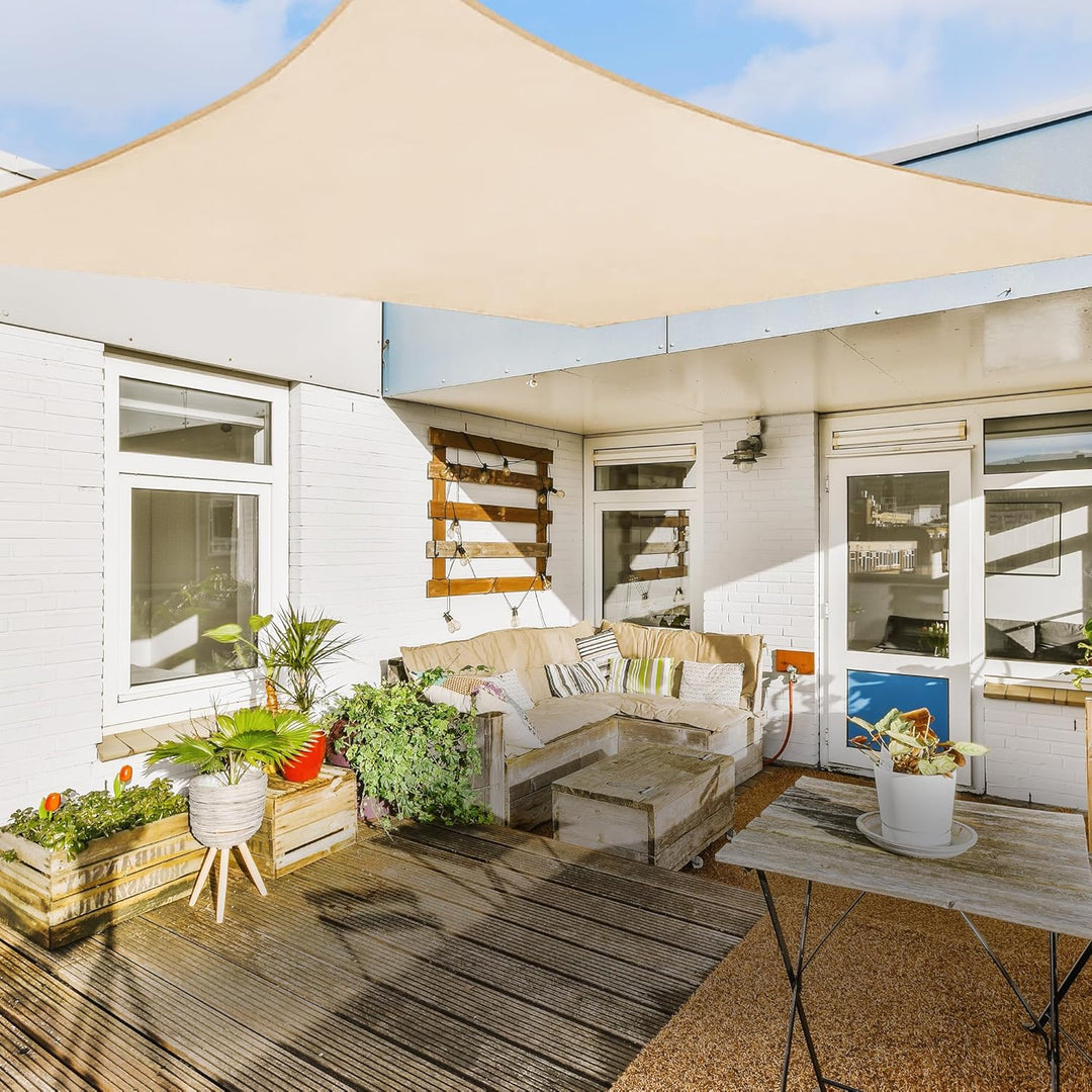 hanSe Sonnensegel quadratisch, Segeltuch Quadrat, 2x2m in Sand, aus HDPE Gewebe, wetterbeständig mit