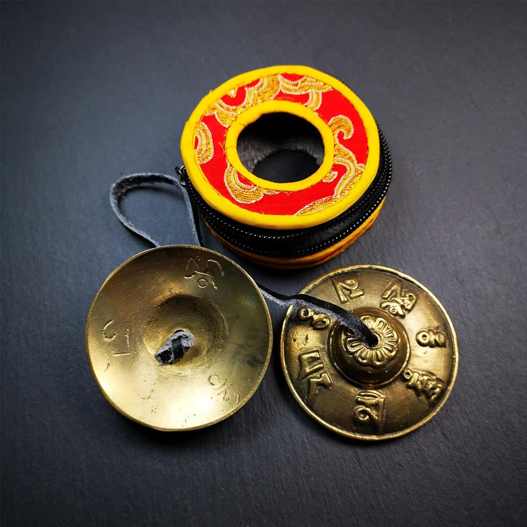 Tibetan Tingsha Glocke mit schönem Fall, für Klangheilung, Yoga, Meditation, Achtsamkeit -Fingerzimb