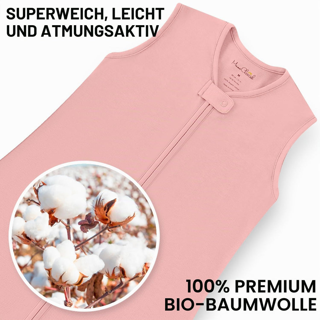 Mama Cheetah Baby Schlafsack, Bio-Baumwolle, Tragbare Babydecke, Schlafsack mit 2-Wege-Reissverschlu