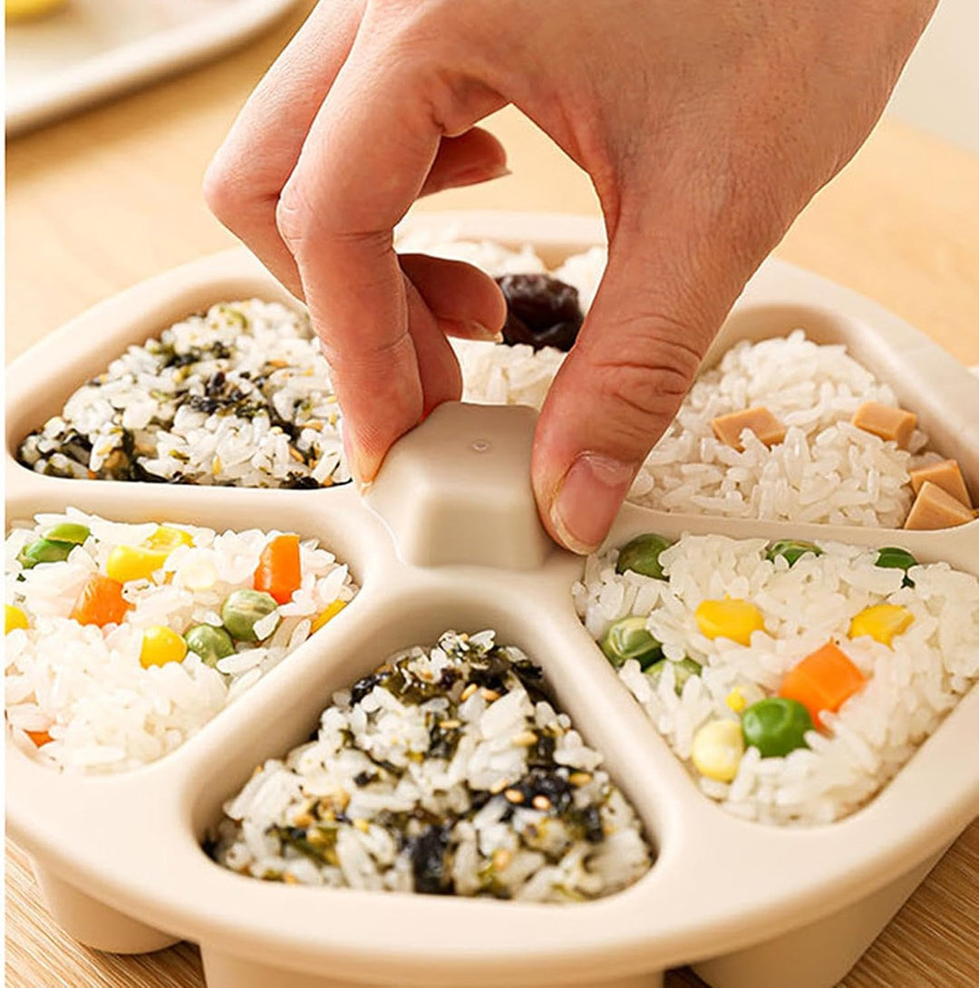 Reisform 6 Fächer -Reisball-Pressform mit Handgriff | Sushi Form für Schule, für Partys, für Kinder,