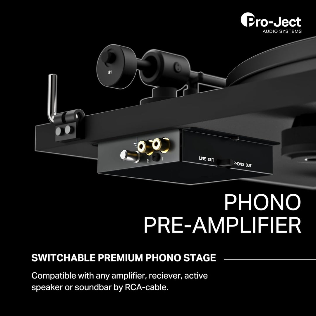 Pro-Ject Primary E Phono, Audiophiler Plug&Play Plattenspieler mit integrierter Phono Vorstufe (Rot)