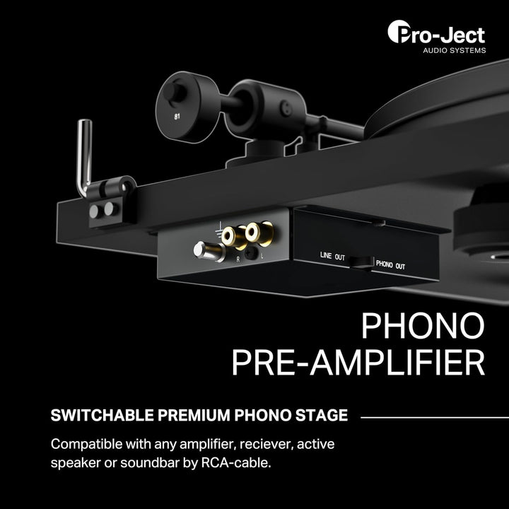 Pro-Ject Primary E Phono, Audiophiler Plug&Play Plattenspieler mit integrierter Phono Vorstufe (Rot)