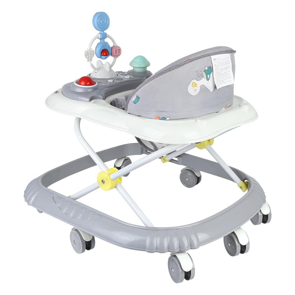 Lauflernhilfe 4-in-1, Grau, mit Schieberfunktion, mitwachsender Schritt für Babys, mit Spieluhr und