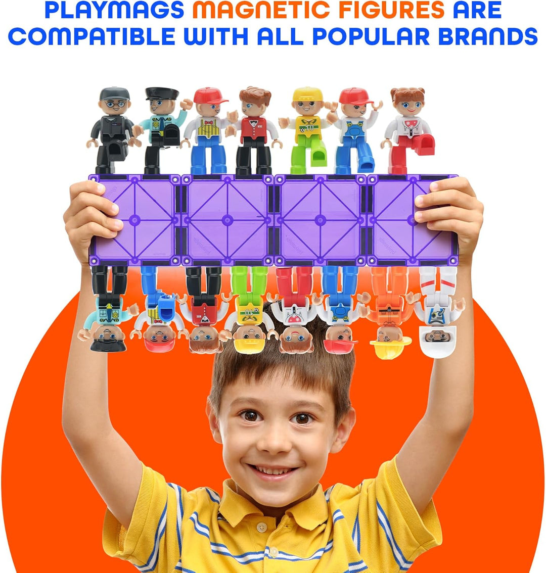 Playmags Grosses Magnetfiguren-Gemeinschaftsset mit 15 Teilen – 3 Zoll grosse Spielfiguren, perfekt